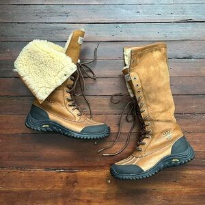 UGG Tan Leather Boots with Fur Lining